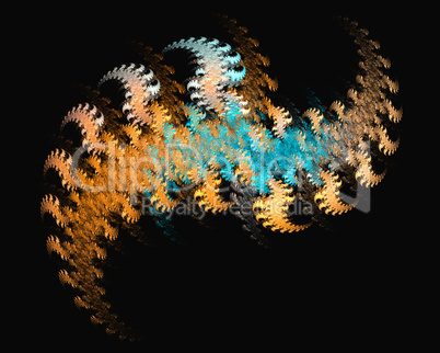 Abstract fractal design. Caterpillar on black.