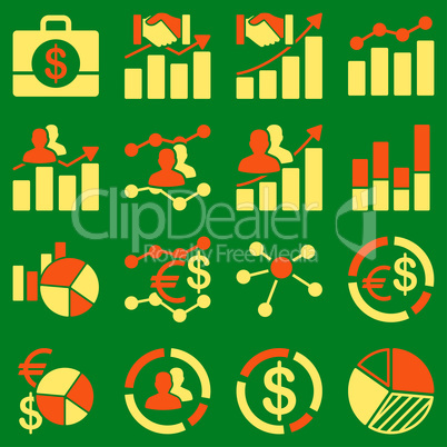 Business charts and reports icons.