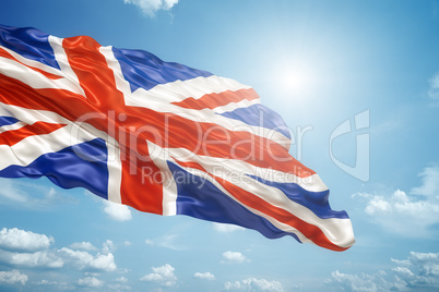 union jack in the blue sky