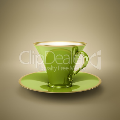 elegant green vintage coffee cup