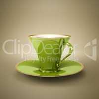 elegant green vintage coffee cup