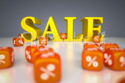 Sale sign with percentage dice