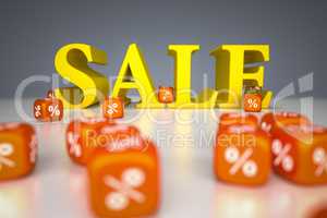 Sale sign with percentage dice
