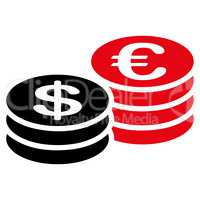 Coins dollar euro icon