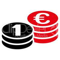 Coins one euro icon
