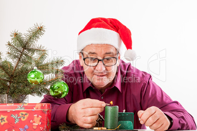 Man alone on Christmas party