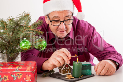 Man alone on Christmas party