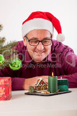 Man alone on Christmas party