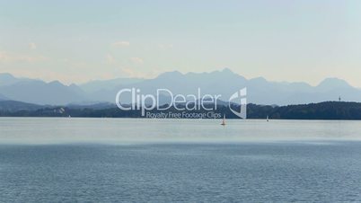 Mountain panorama at Bavarian lake Chiemsee
