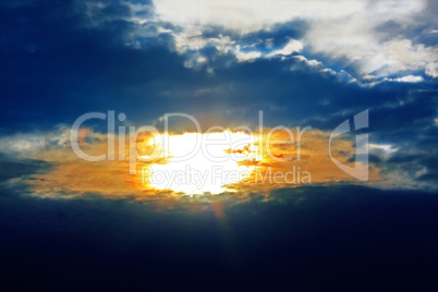 Background of clouds and sun