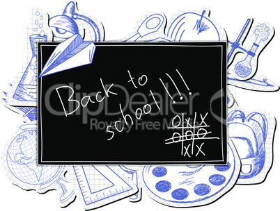Blackboard with educational symbols