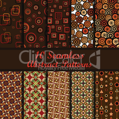 ten geometrical seamless patterns