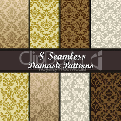 Set of  Damask Seamless Patterns