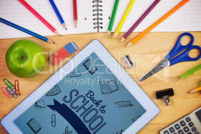 Composite image of back to school message with icons