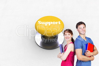 Support against yellow push button