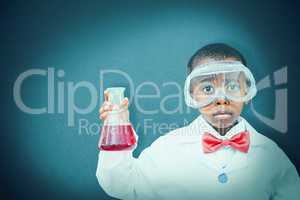 Composite image of pupil dressed as scientist