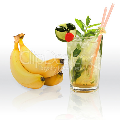 Mojito with banana isolated