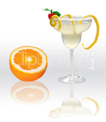 Margarita with orange isolated on white background