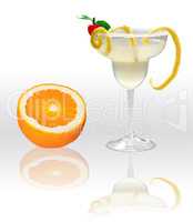 Margarita with orange isolated on white background