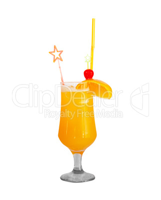 Cocktail with orange isolated on white
