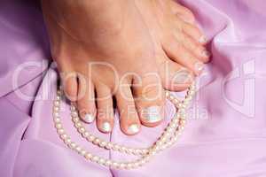 French pedicure for woman cosmetic