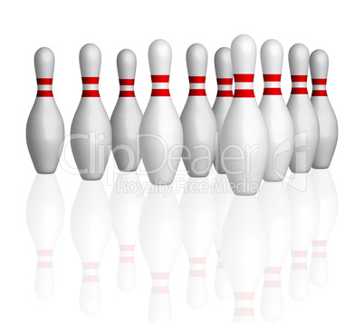 Bowling bowls in row on alley. Illustration isolated with clipping path, see in path palette.