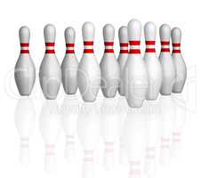 Bowling bowls in row on alley. Illustration isolated with clipping path, see in path palette.