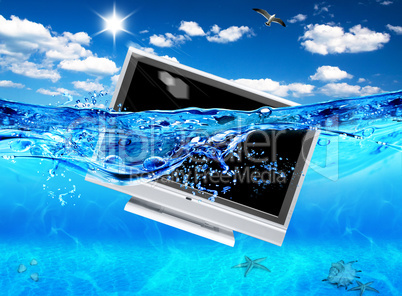 Design of TV in sea. Ecological electronics.