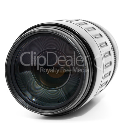 Tele zoom lens isolated on white