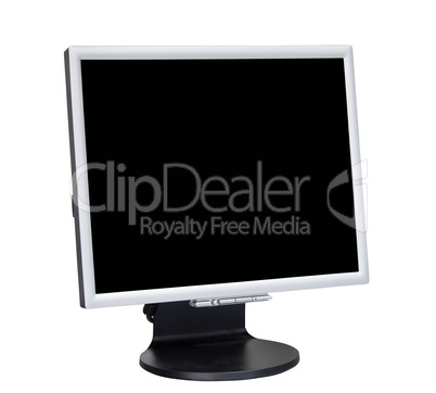 Black computer display isolated on white background