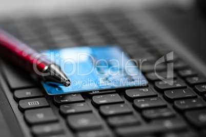 Credit card on keyboard
