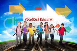 Vocational education against railway leading to blue sky