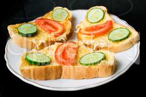 Sandwich with ham and yellow cheese