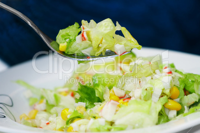 Green salad with crab meat