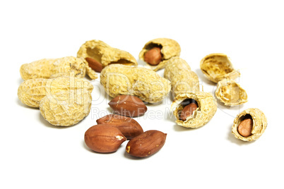 Some peanuts isolated from white