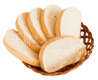 Few slice of bread on white background