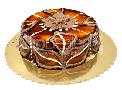 Cake with caramel and chocolate