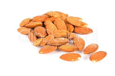 Almond nuts isolated over white with clipping path