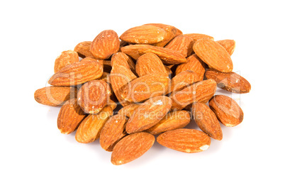 Almond nuts isolated over white with clipping path