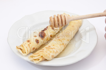 Pancakes isolated on white background