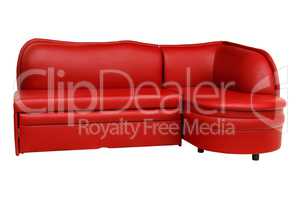 Isolated red sofa on white background. Red couch proper for furniture design.