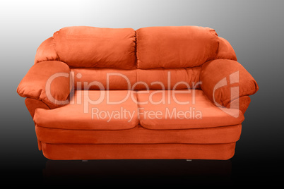 Isolated red sofa on white background. Red couch proper for furniture design.