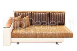 Isolated brown sofa on white background. Red couch proper for furniture design.