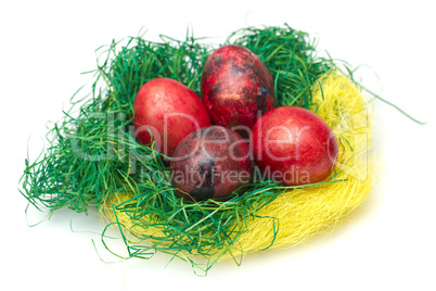 Easter eggs in nest