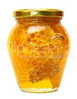 Honey jar isolated on white