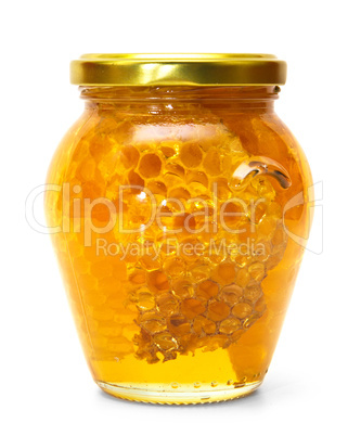 Honey jar isolated on white