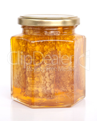 Honey jar isolated on white