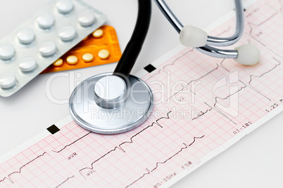 Cardiogram with stethoscope