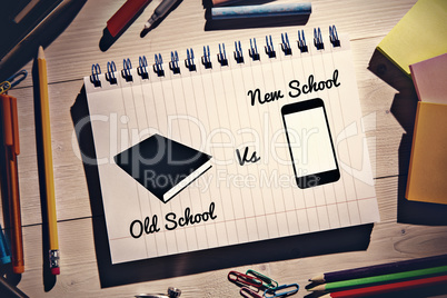 Composite image of old school vs new school