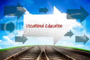 Vocational education against railway leading to blue sky